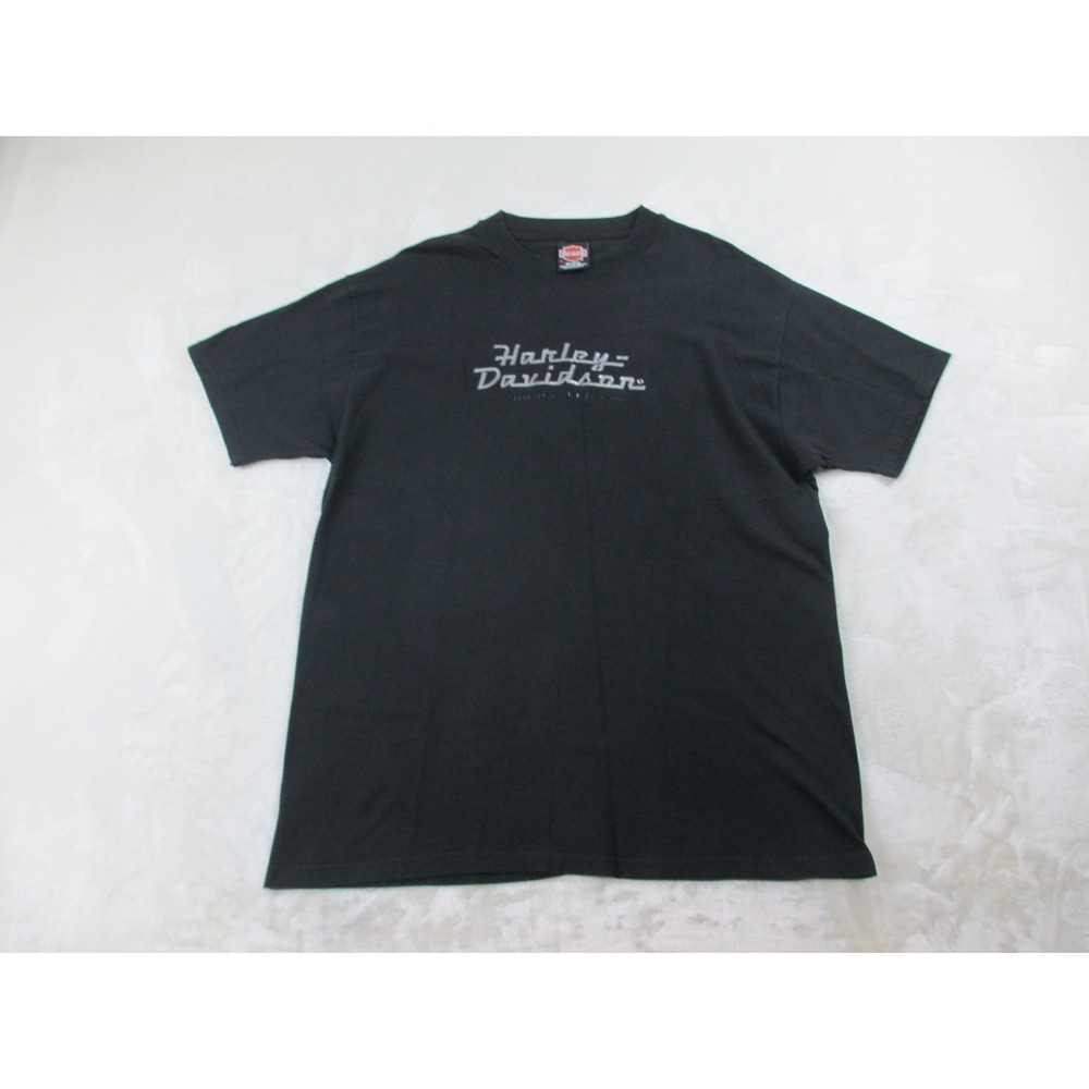 VINTAGE‎ Harley Davidson Shirt Mens Extra Large Black Illinois Motorcycle 90s*
